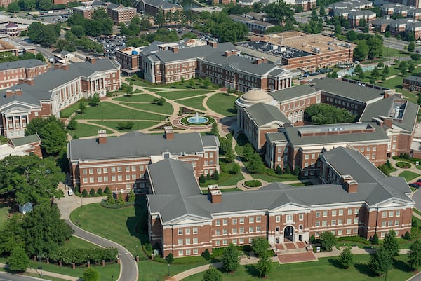 Several campus buildings from above